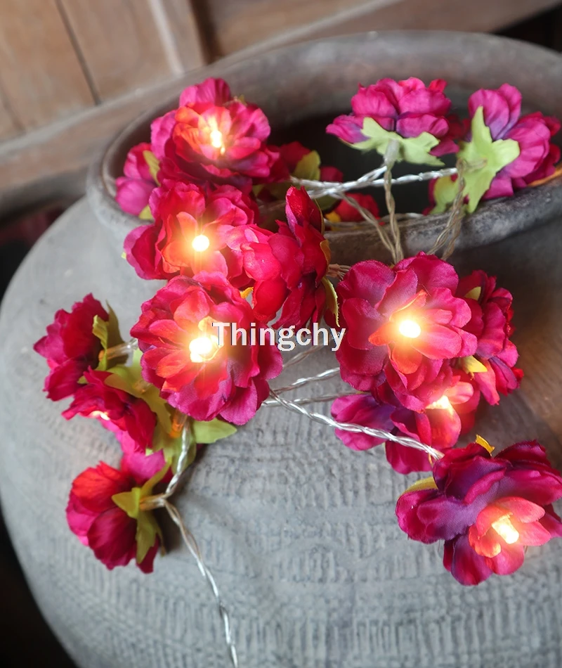 Novelty Flower Fairy lights Battery 20LED Red wine Rose string lights for Wedding party decoration bedroom valentines home decor Novelty Flower Fairy lights Battery 20LED Red wine Rose string lights for Wedding party decoration bedroom valentines home decor