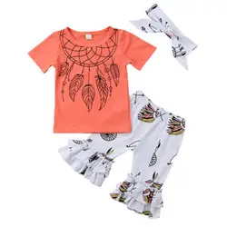 Детская одежда с принтом колокольчика для маленьких девочек, 3 предмета, Детские хлопковые топы с цветочным принтом для девочек, футболка
