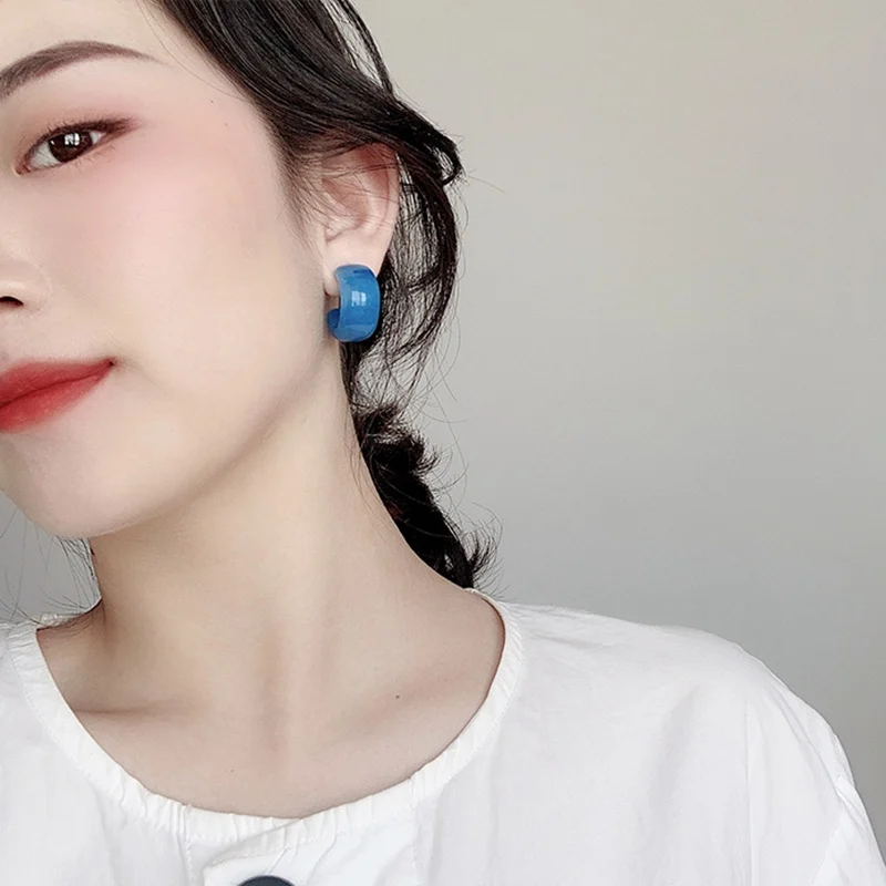 MENGJIQIAO новые карамельные мраморные акриловые серьги кольца для женщин и девочек