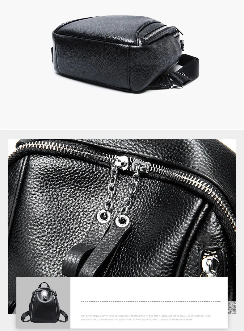100% Genuine Leather Women's Backpacks Silver Color Hardware Top Layer Cow Leather Female School Backpack Cowhide Shopping Bags