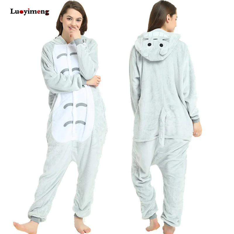 Пижама со звездами и единорогом для женщин, кигуруми, комбинезон, пижама панда, зимняя Фланелевая пижама с животными, для взрослых, стежка, единорог, одежда для сна, комбинезон - Цвет: Totoro