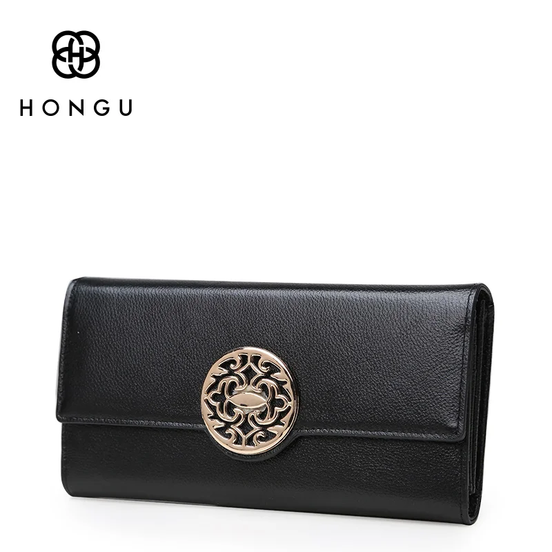 HONGU 100% натуральная кожа женские кошельки короткий кошелек для монет клатч на