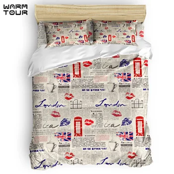 

WARMTOUR Duvet Cover London Newspaper Duvet Cover Set 4 Piece Bedding Set For Beds DHL Shipping Methods