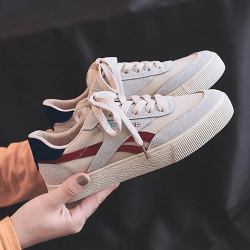 

QWEDF Women Canvas Shoes 2019 Spring Autumn Lace Up Casual Shoes Woman Comfortable Female Shoes Fashion Women's Sneakers LM-13