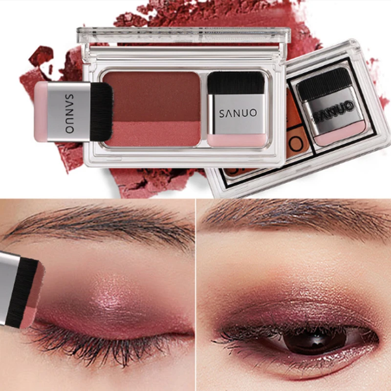 

SANUO brand Lazy people Dichroic Eye shadow Pearl light Double-deck Gradual change Eye shadow disc 3 seconds of make-up