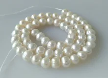 Gros 9 - 10 mm blanc environs de ronde eau douce perles perles en vrac pierre