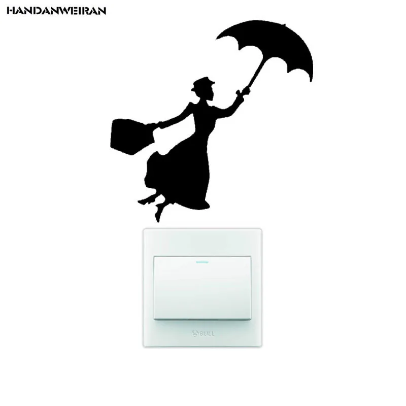

one piece umbrella girl switch sticker Living room decoration wall stickers Creative waterproof PVC girl for black