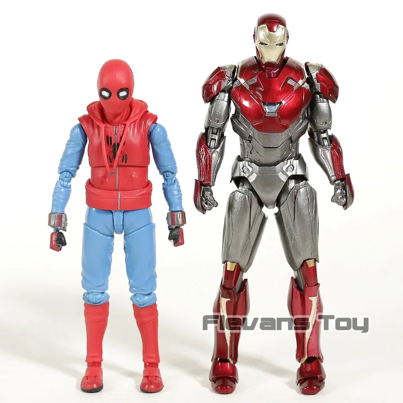 

Spider-Man Homecoming Iron Man Mk 47 & Spiderman Home Made Suit Ver. PVC Action Figure Collectible Model Toy