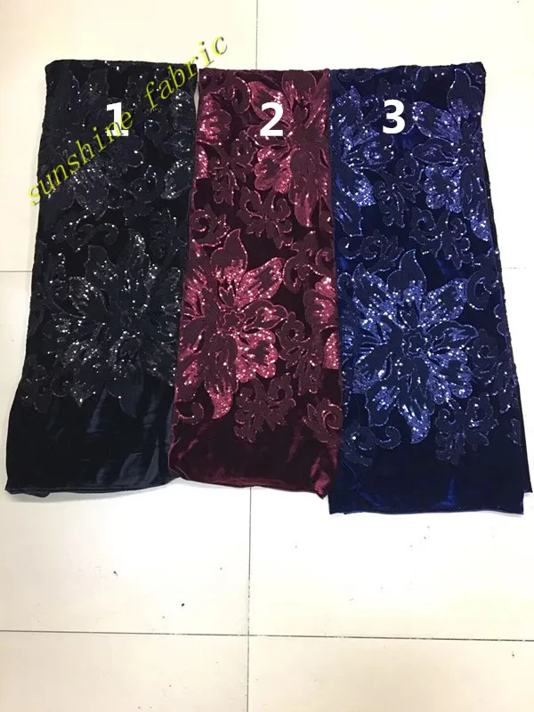 Swiss design embroidered chemical African velvet lace fabric with