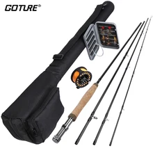 Goture 5/6 Fly Fishing Rod Combo Kit with Carry Bag Included Aluminum Fly Fishing Reel with Line Dry Flies Tapered Leader