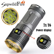 D4 16000LM 7 x XM-L T6 LED Power & 3Mode Digital Display Hunting Flashlight Super Bright Durable Safe Torch Lamp Bicycle Light