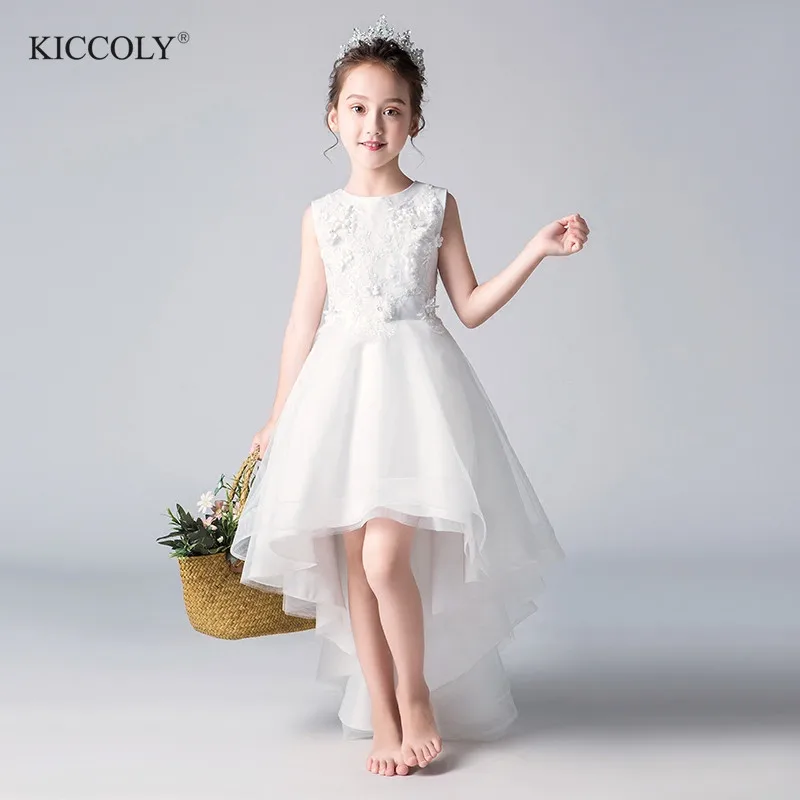 

Elegant Floral Christmas Flower Girl Ceremony Dress White Pageant Princess Dress for Party Wedding Girls First Communion Gown