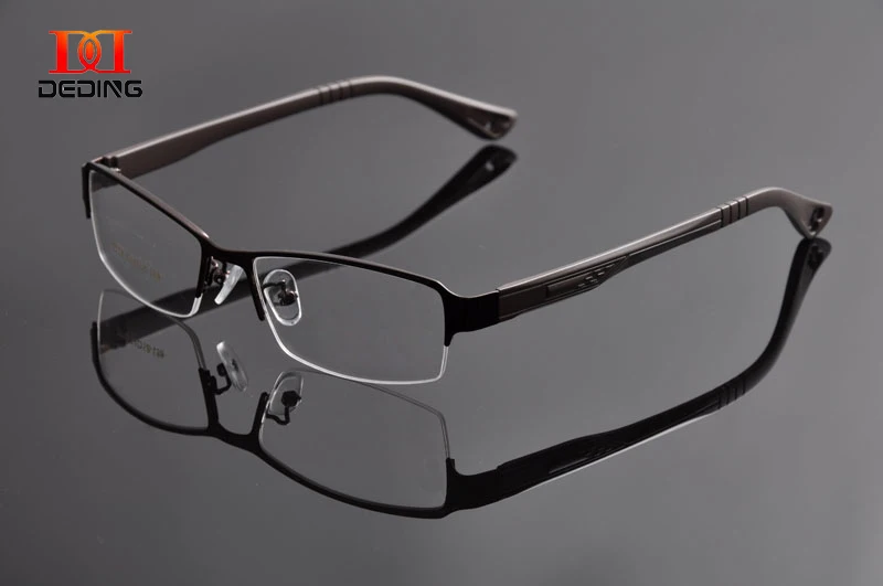 

DEDING Mens Half Frame Eyeglasses Metal Business Myopia Eye Glasses Marcos Opticos oculos para leitura de Anteojos OculosDD0943