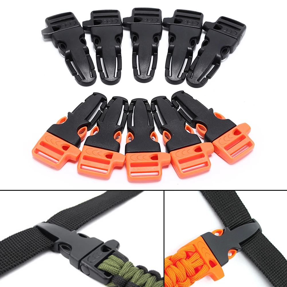 

5Pcs Plastic Curved Side Release Buckles For rope Bracelet Backpack 2 Colors Hot Sale Survival Whistle Buckle