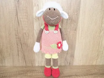 

Amigurumi Crochet sheep doll and toy rattle as gift