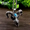 Beier 316L de acero inoxidable nórdico vikingos COLLAR COLGANTE nórdico cabeza de oveja con piedra verde de joyería de cadena de hombre de BP8-415 ► Foto 1/5
