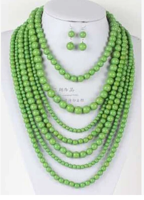 fashion multi strands acrylic beads necklace woman 7 stack layered long ...