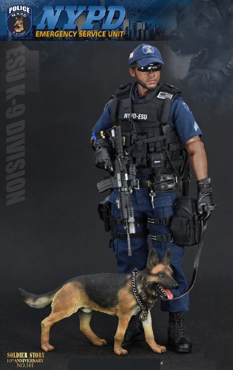 1/6 коллекционный полный набор мужской солдат блок аварийной службы SS101 NYPD ESU K-9 Отдел полиции K9 Блок фигурка с собакой модель