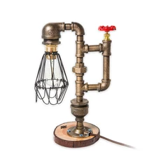 Новые винтажные Лофт Промышленные железные водопроводные настольные лампы настольные светильники сельская деревянная база ночник с регулируемой яркостью настольные светильники