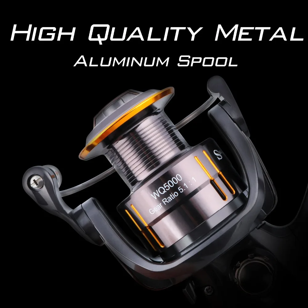 Sougayilang WQ2000-5000Carp الغزل الصيد بكرة 13 + 1BB المعادن بكرة المرقط الصيد لفائف عجلة الغزل بكرة الصيد معالجة Pesce