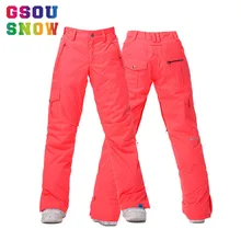 GSOU Снежный бренд женские лыжные штаны Водонепроницаемые штаны для сноуборда зимние уличные лыжные Сноубординг спортивные брюки женская зимняя одежда