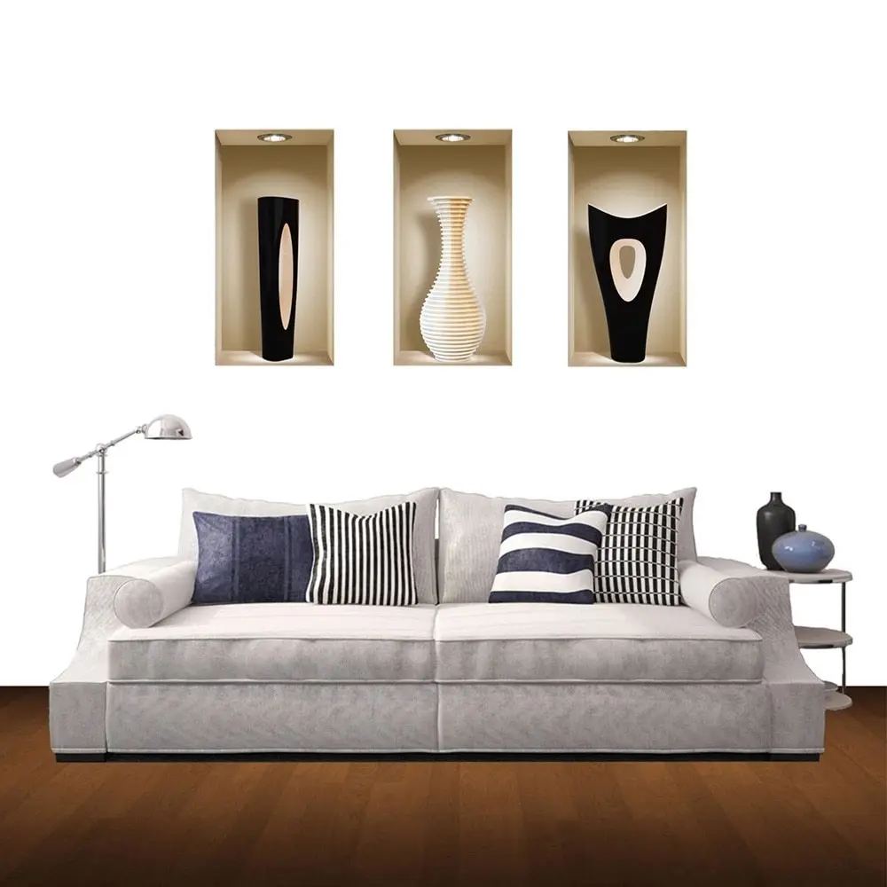 

3D DIY Wall Sticker for Home Decoration Living Room Background 3Pcs Removable DIY Wall Sticker Art Mural Poster Vinyl Wall Decal