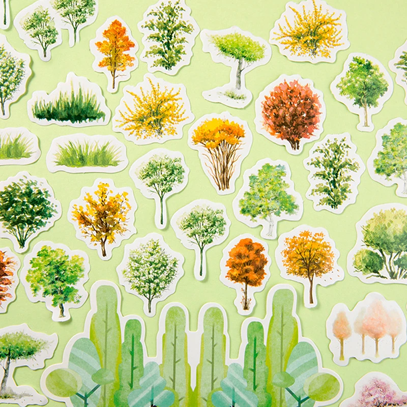 46pcs/lot Tree House Decor Scrapbook Journal Stationery Stickers Planner Poster Patchwork Craft Supplies 44*44*11mm