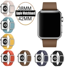 7 Colors Original 1 1 Modern Buckle Leather band for Apple Watch band 42mm 38mm Stainless
