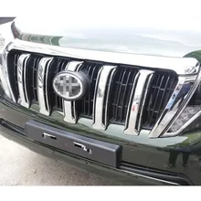 ABS Cromado Parrilla Delantera Cubierta Etiqueta Engomada Del Coche Adecuado para Toyota Prado 2700 2014-2016 Car Styling Accesorios