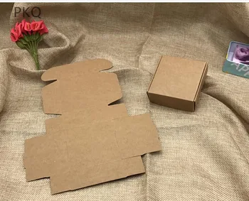 

50pcs 4 Sizes Small Mini Jewelry Packaging Box with Hollow Window Kraft Paper Soap Box Brown Craft Paper Gift Box