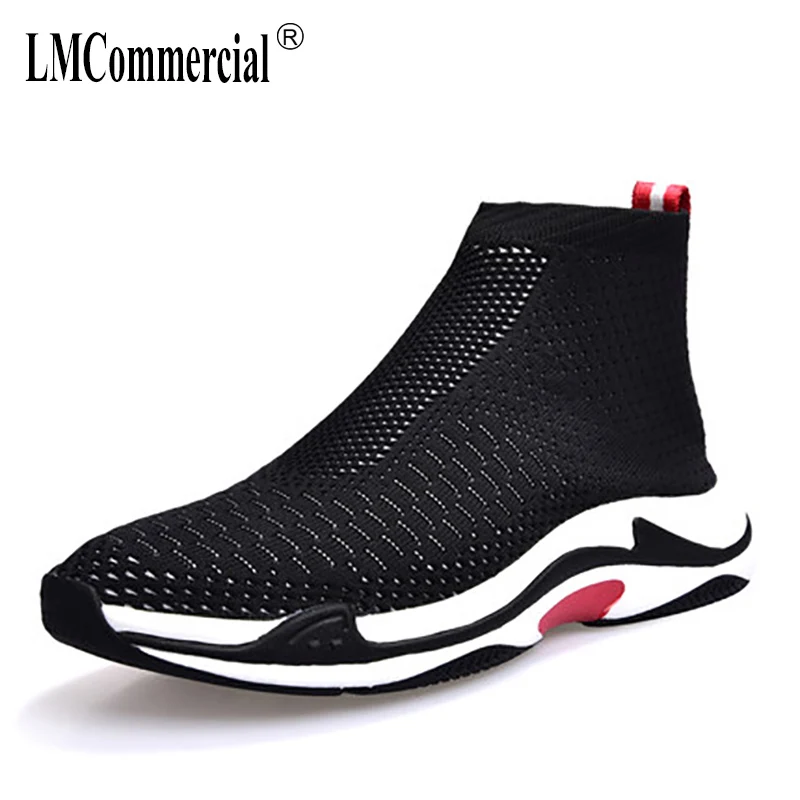 

2018 new summer men's shoes British retro all-match breathable sneaker fashion socks boots men high-top shoes male leisure boots
