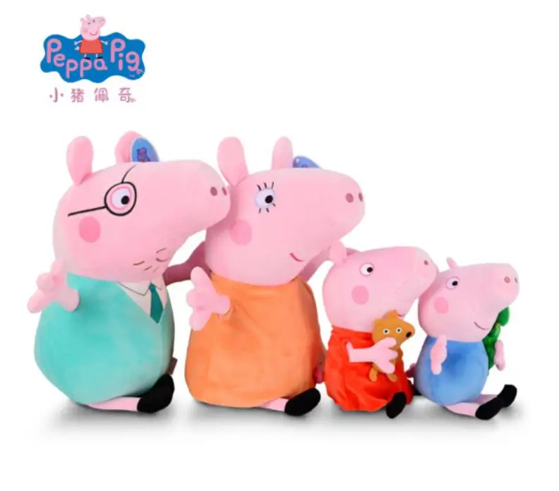 4 шт.. Натуральная Свинка Пеппа 19 см Peppa george 30 см 12 ''Мумия Папа Дети мягкая плюшевая игрушка День рождения Рождественская игрушка подарок с