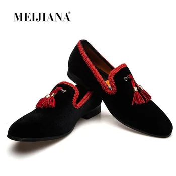 

MEIJIANA Tassel Men Shoes Italy Style Round Toe Loafers Men Breathable Slippers Flats Handmade Men's Party And Wedding Shoes