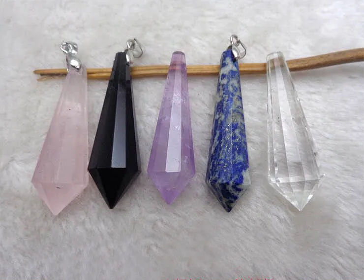Natural quartz crystal stones wand point Spirit pendulum for healing stones (1)