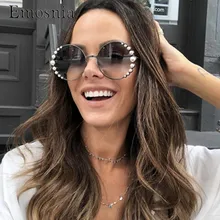 Emosnia круглые жемчужные солнцезащитные очки Modis Oculos De Sol feminino Роскошные винтажные женские брендовые дизайнерские солнцезащитные очки градиентные UV400