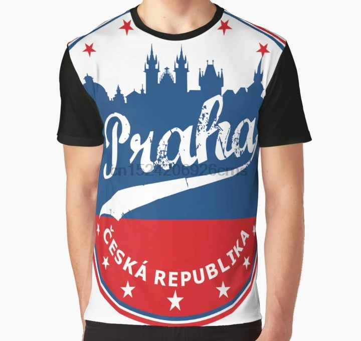 

All Over Print 3D Tshirt Men Funny T Shirt Prague Praha City of Czech Republic circle Sticker