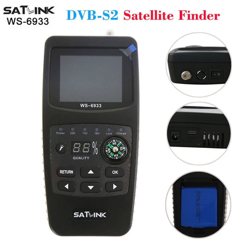 

New dvb S2 WS-6933 satelite finder FTA C&KU Band Satlink WS 6933 Digital 2.1 inch LCD Display Satellite Meter sat finder