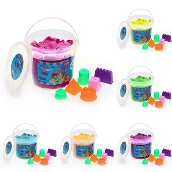 

500g Magic Barrelled Space Sand Children Play Sand Toy Non-toxic Plasticine Modeling Colored Clay Send 6pcs Molds Tool as Gift