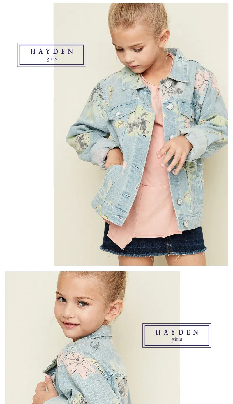 Girls Floral Print Jeans Jacket G2109-15