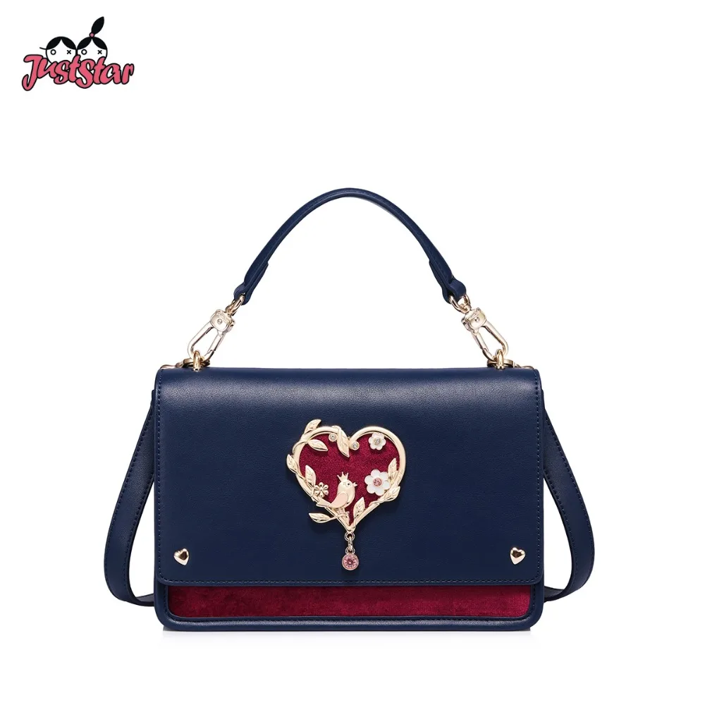 

JUST STAR Brand Women's Leather Handbags Ladies Fashion Love Tote Purse Female Leisure Panelled All-match Flap Crossbody Bags