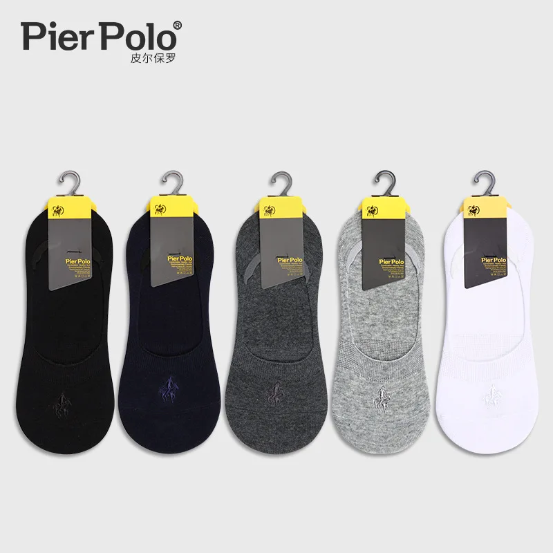 

Бренд PIER POLO, летние невидимые мужские носки, однотонные вышитые носки-лодочки, хлопковые повседневные короткие носки, оптовая продажа от производителя