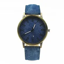 The Popular Men Jeans Fabric Watches Women Simple Leather Strap Watch Lover Solid Color Casual Wristwatch Relogio Masculino