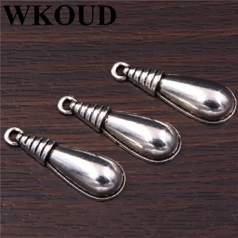 Wkoud 20 قطع الفضة القديمة اللياقة 2d البولينج سلسلة قلادة ، سبائك المعلقات النتائج مجوهرات مكونات القرط المجوهرات سحر