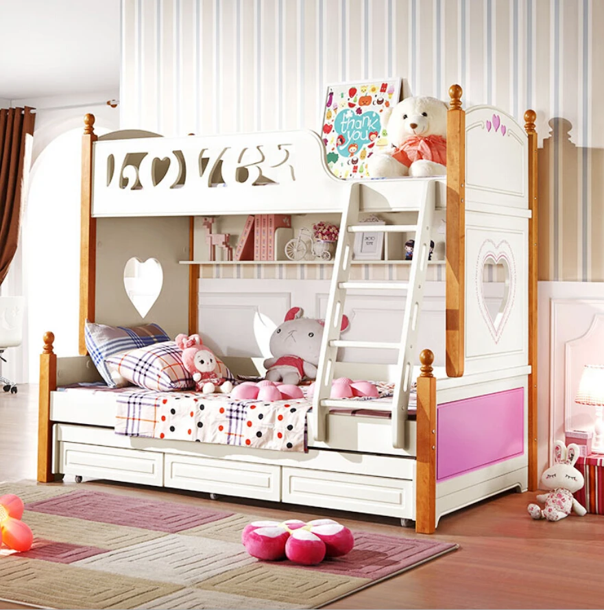 Webetop現代ホーム家具木製二段ベッド若い女の子ベッドbeliche新しいエネルギッシュ色ダブルベッド付きトレーラーベッド Bed Stairs Bed Sheets Free Shippingbed Suite Aliexpress