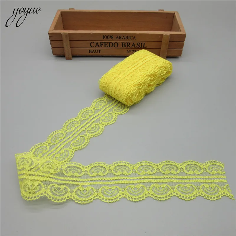 Высокое качество 10 ярдов кружево, лента, тесьма ширина 45 мм обшивка Ткань DIY вышитый сетчатый шнур для шитья украшения африканская кружевная ткань - Цвет: Yellow