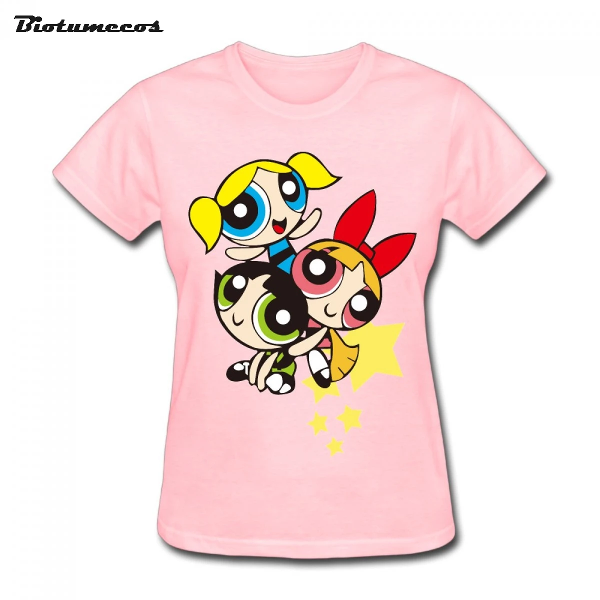 Women's Fashion Short Sleeve 100 Cotton The Powerpuff Girls Women T