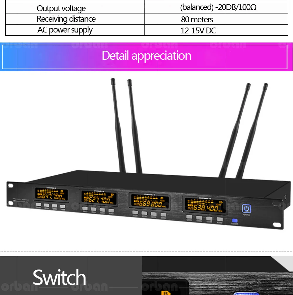 Беспроводная микрофонная система с регулируемой частотой UHF двухголовый двойной ручной микрофон Беспроводная сценическая производительность