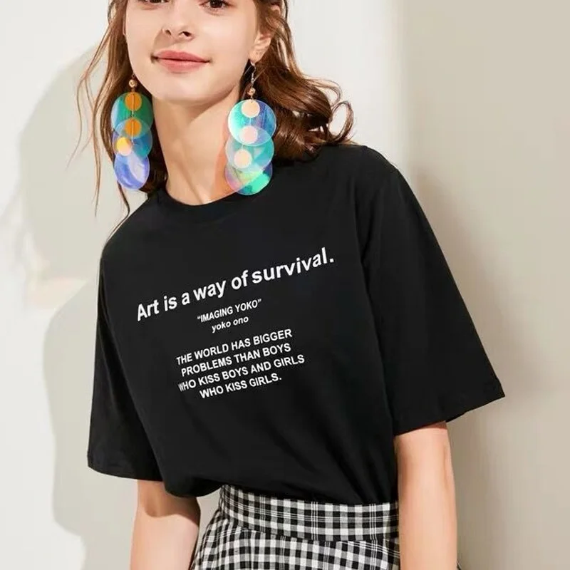 Футболка kuakuayu HJN Art Is a Way of футболка Survival принт забавные буквы с принтом больших