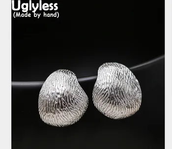 

Uglyless Genuine S 990 Silver Fine Jewelry Women MINI Size Curved Irregular Designer Beans Stud Earrings Handmade Brincos Bijoux