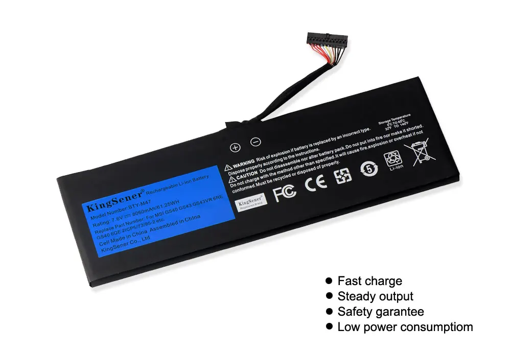 Tanie KingSener nowy BTY M47 akumulator do laptopa dla MSI GS40 GS43 GS43VR 6RE GS40 6QE 2ICP5 73 95 2 7.6V 8060 mAh 61.25WH 2 lata gwarancji